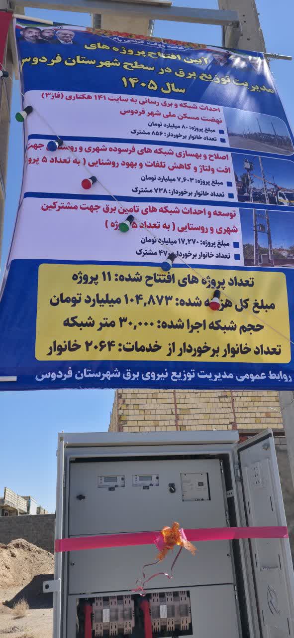 افتتاح ۱۱ پروژه برق رسانی در شهرستان فردوس همزمان با دومین روز از هفته دولت